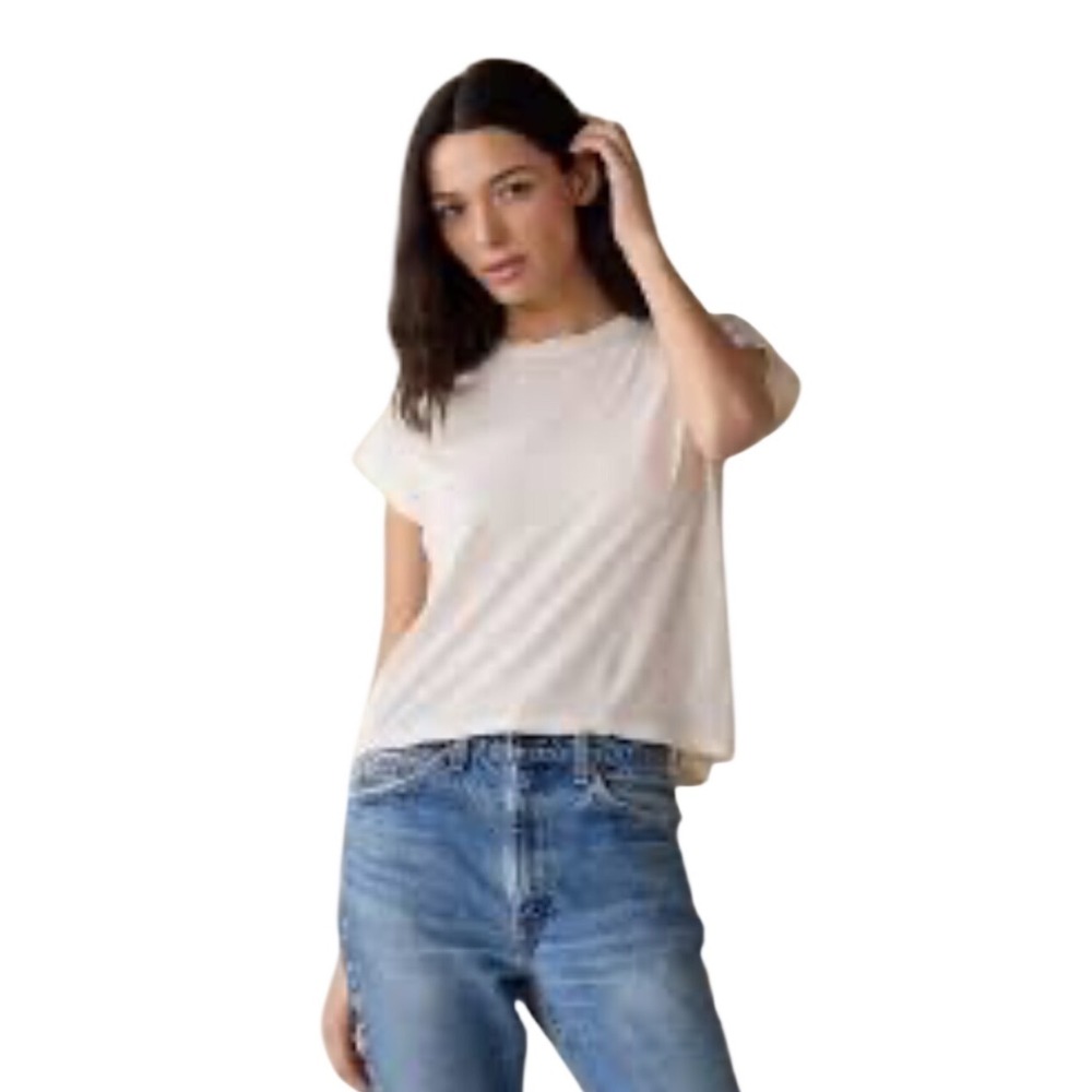 The Lady & The Sailor Shrunken BF Tee Size 2 Vanilla Sheer Cotton Boxy USA